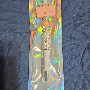 Unbranded Chanel Logo Pink and Silver Charm Pen